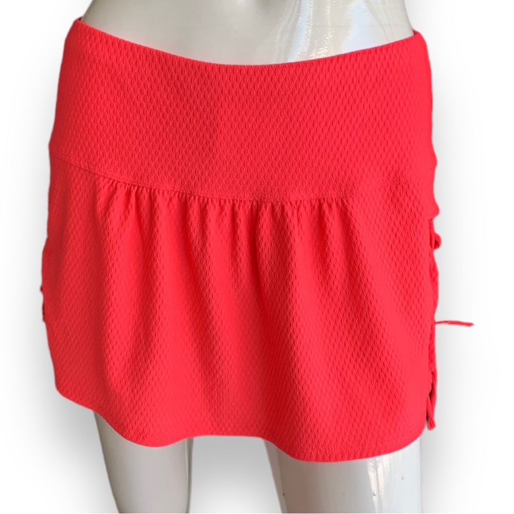 LUCK IN LOVE BRIGHT CORAL TENNIS, PICKLE BALL, GOLF SKORT. WOMEN’S SIZE L (12)